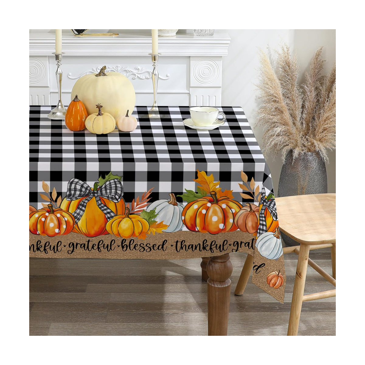 Thanksgiving Tablecloth 60x84 Inch - Fall Decor Fade Resistant