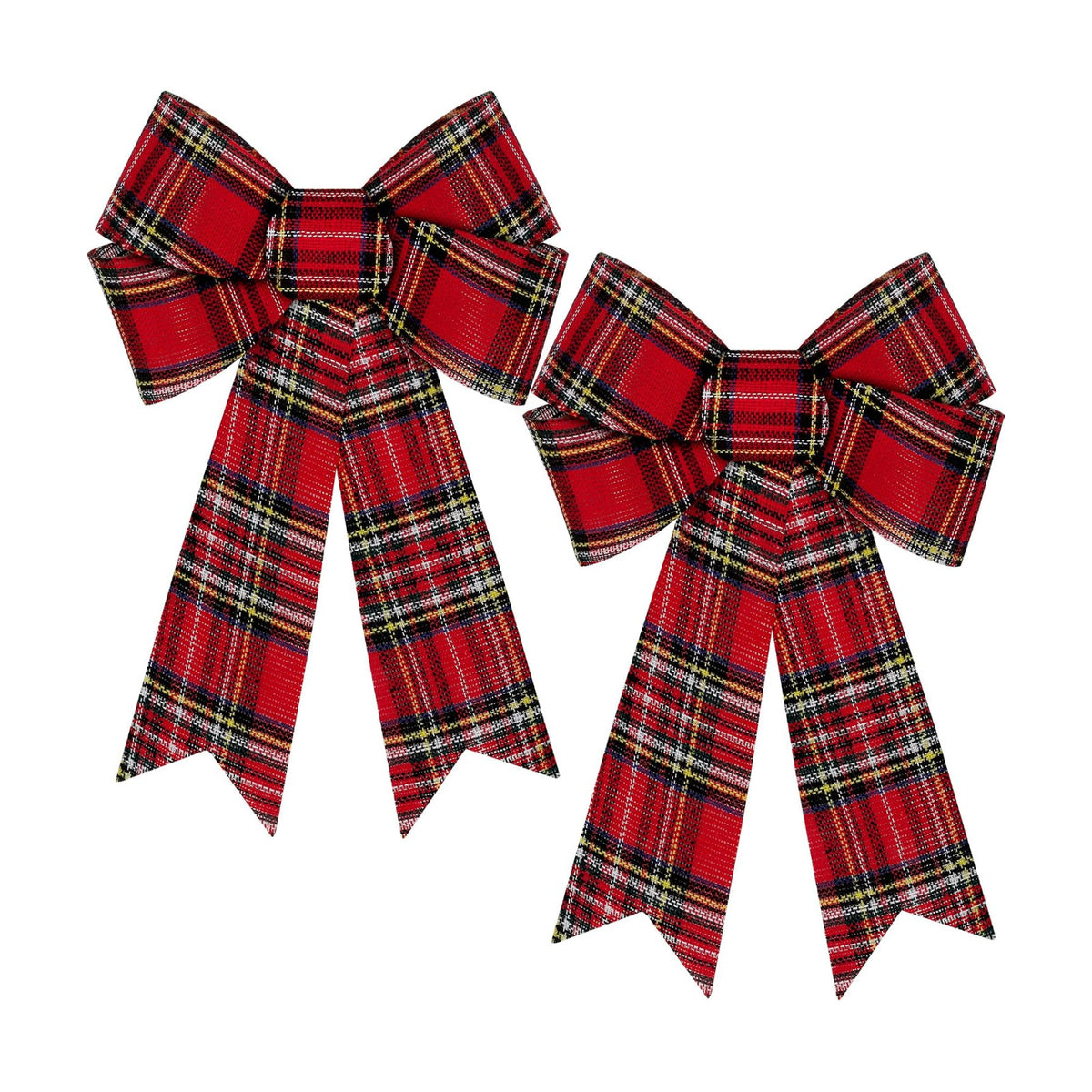 2 PCS Christmas Bows for Wreaths, 12" x 18" Red Christmas Decorations, Buffalo Plaid Christmas Tree Bow White Black Red Christmas Bows for Outside PVC Large Red Christmas Bows for Fence Fireplace
