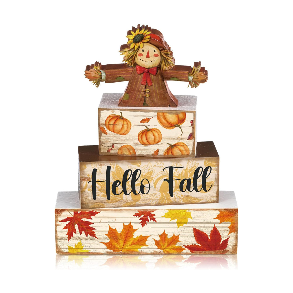 4 Pcs Fall Scarecrow Tiered Tray Decor Scarecrow Pumpkin Wooden Sign