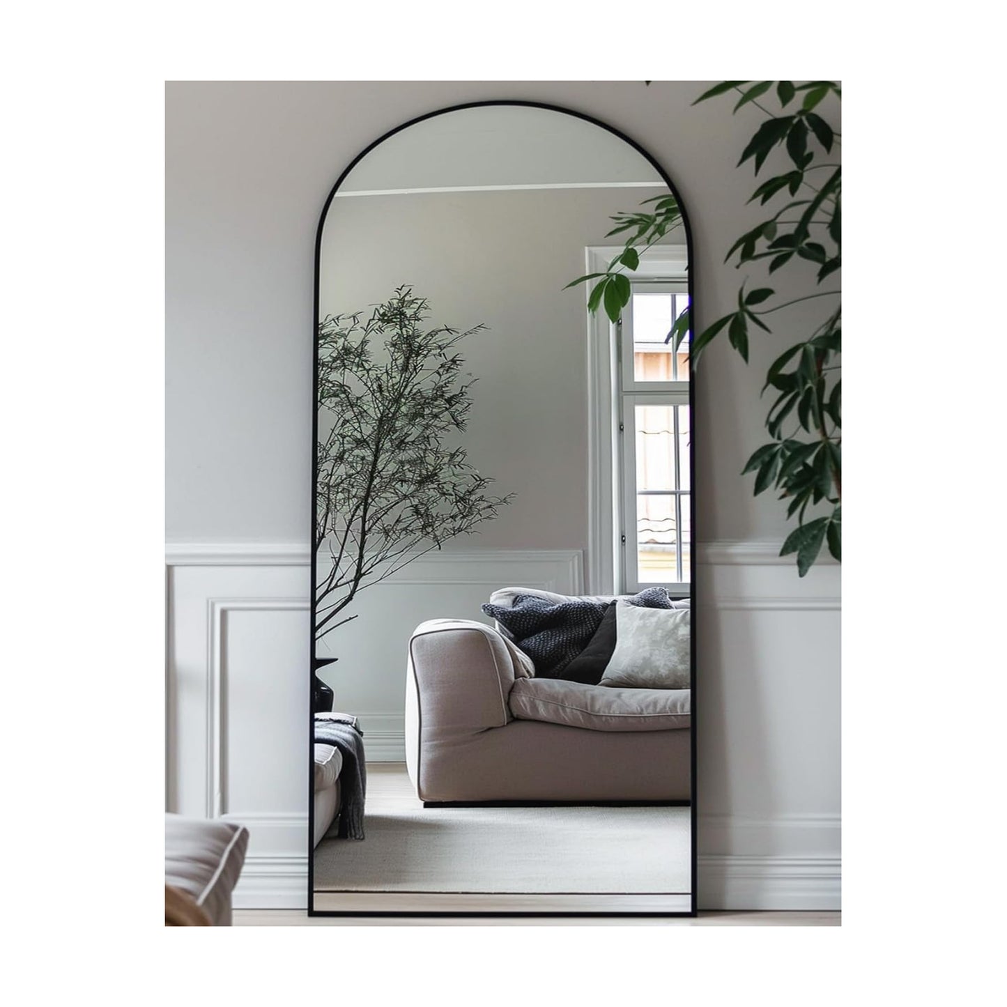 Antok 58" x21” Arched Full Length Mirror, Floor Mirror with Stand,Black
