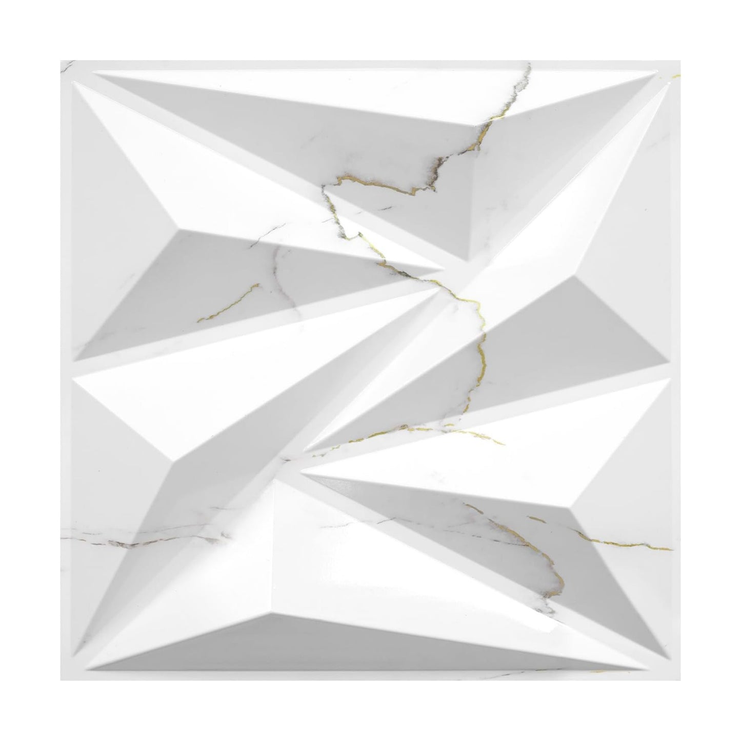 STICKGOO 3D Wall Panels Diamond, White Marble Mixed Gold Thread, 12''x12'' | Accent Wall Panels for Interior Wall