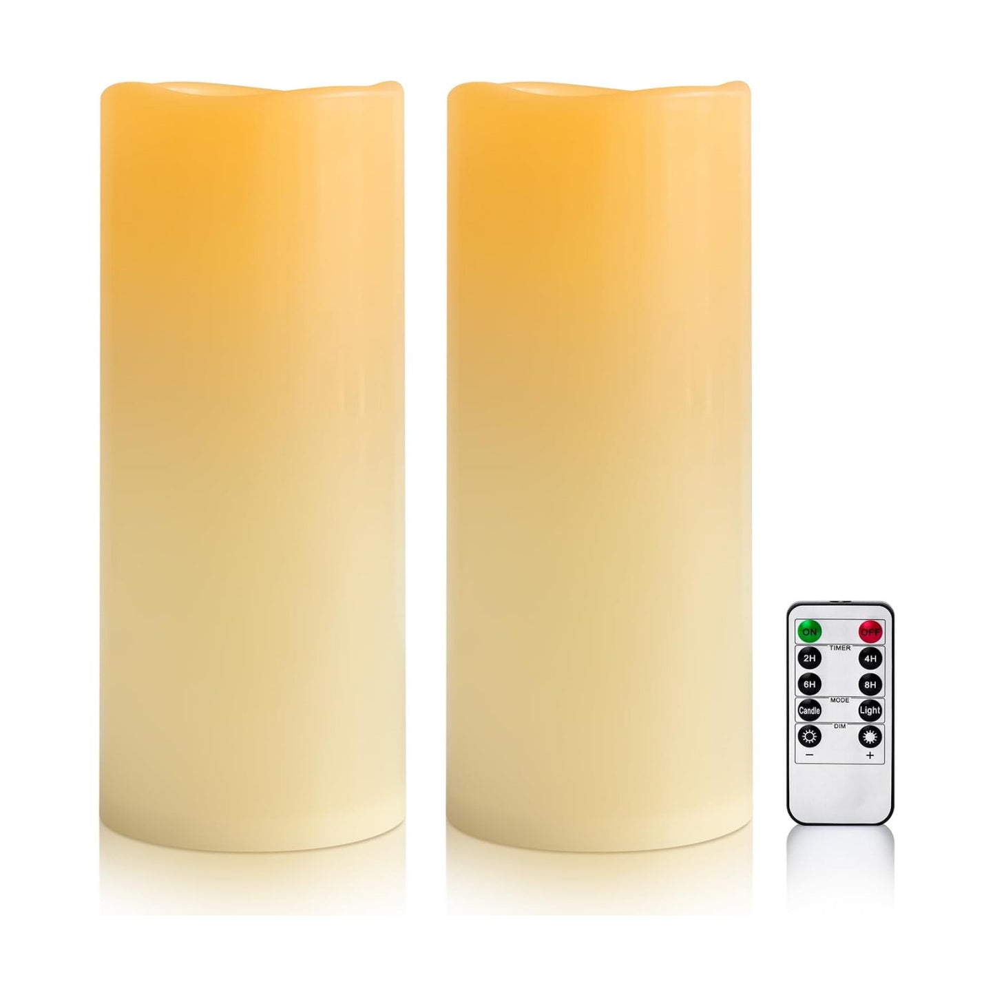 12" x 5" Ivory Large Waterproof Outdoor Flameless Candles Battery Operated LED Flickering Pillar Candles with Remote