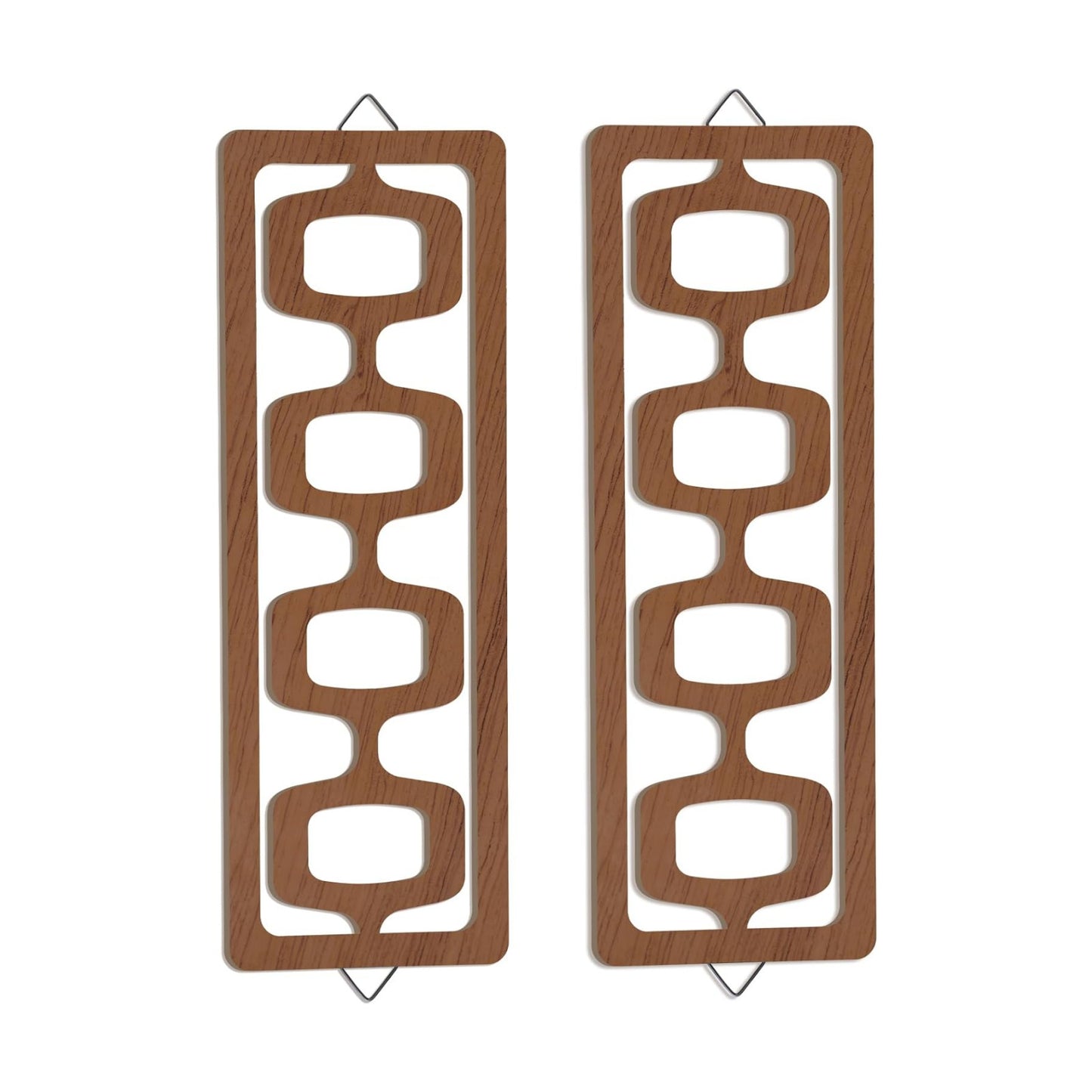 Mid Century Modern Wall Art Wood Mid Century Elegance Decor Accents Abstract Wall / Brown / Set of 2