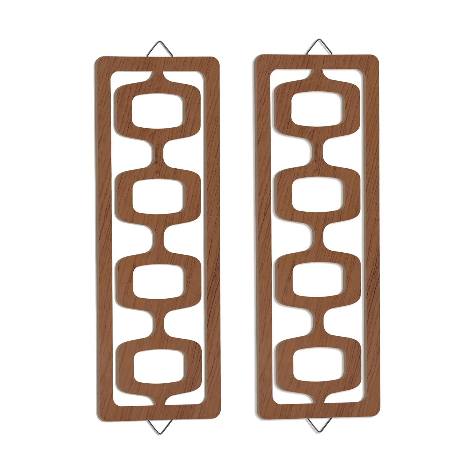 Mid Century Modern Wall Art Wood Mid Century Elegance Decor Accents Abstract Wall / Brown / Set of 2