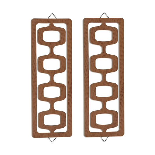 Mid Century Modern Wall Art Wood Mid Century Elegance Decor Accents Abstract Wall / Brown / Set of 2
