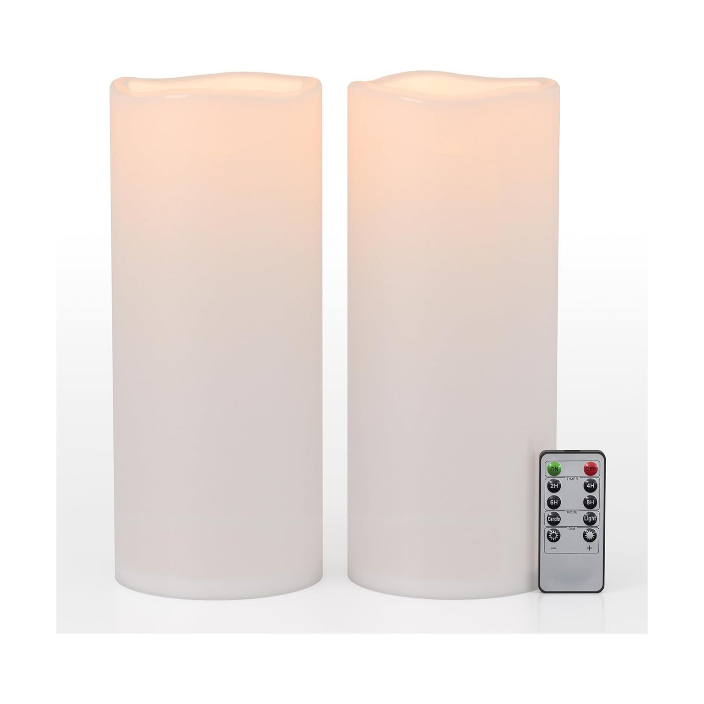 12" x 5" White Large Waterproof Outdoor Flameless Candles Battery Operated LED Flickering Pillar Candles with Remote