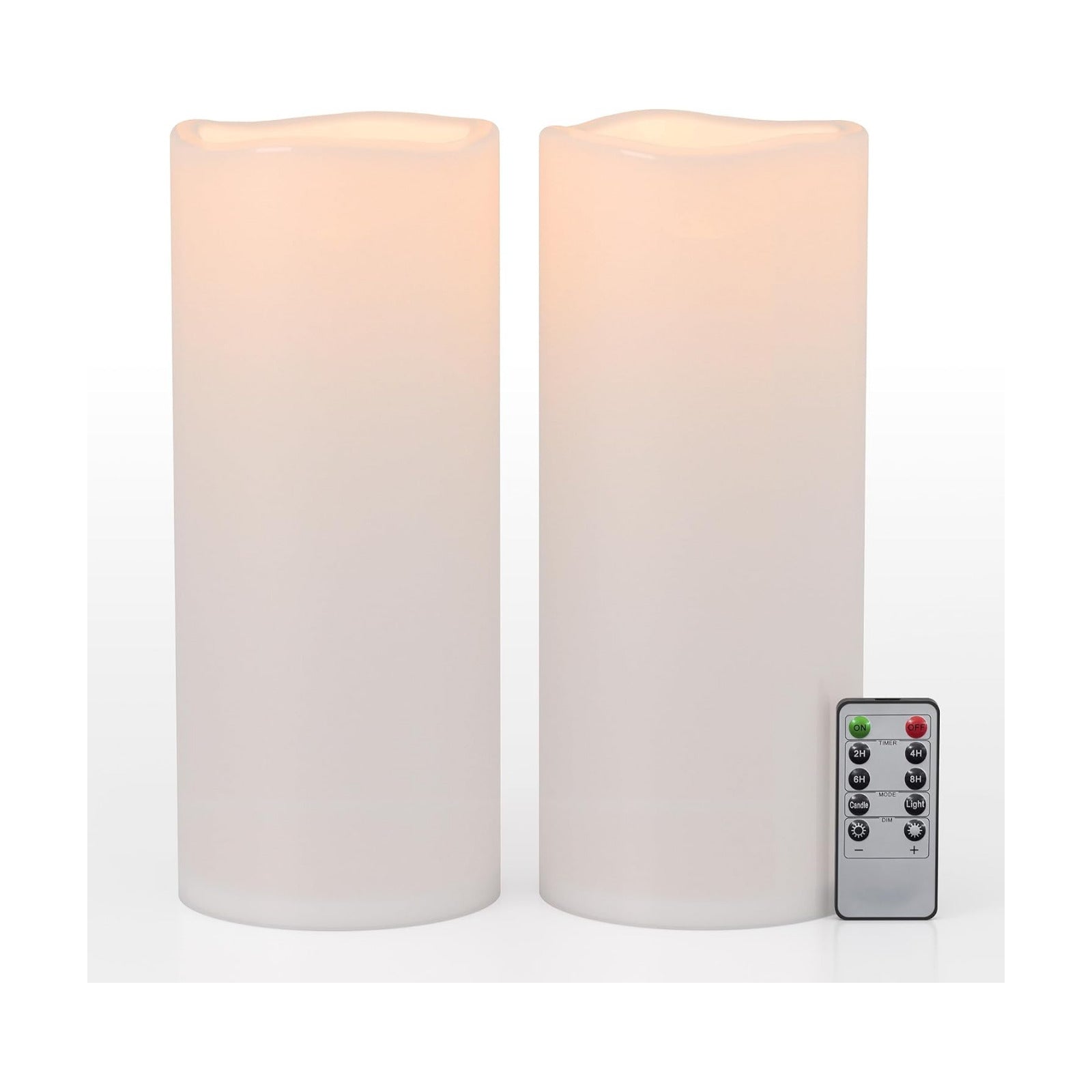 12" x 5" White Large Waterproof Outdoor Flameless Candles Battery Operated LED Flickering Pillar Candles with Remote