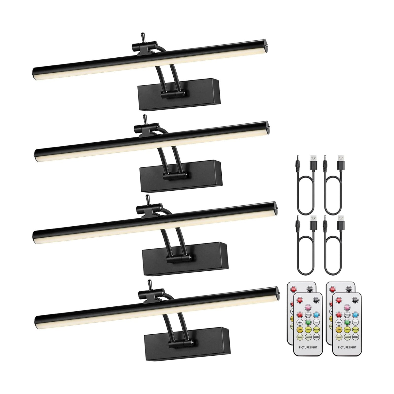 Yuichoy 4 Pack Picture Lights for Wall Battery Operated, 12 inch Wireless Art Lighting for Painting, 6 Colors Picture