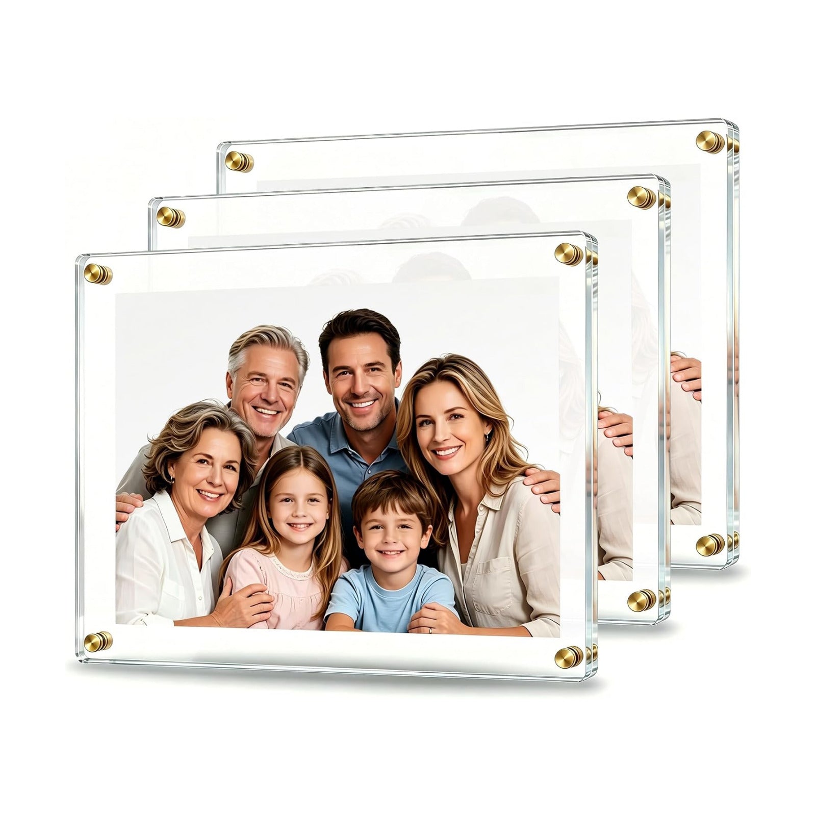 Kalami 3 Pack 8x10 Picture Frame Wall Mount Self Adhesive | Clear Acrylic No Drill Floating Frameless Poster Frame for