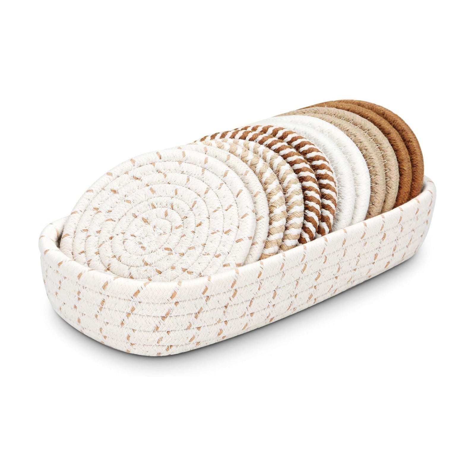 Coasters for Drinks / Brown + Basket / Set of 12