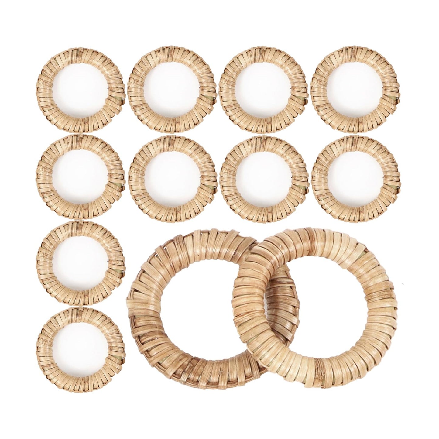 Handmade Rattan Napkin Holders for Farmhouse Table Décor / Dim Walnut / Set of 12