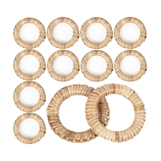 Handmade Rattan Napkin Holders for Farmhouse Table Décor / Dim Walnut / Set of 12
