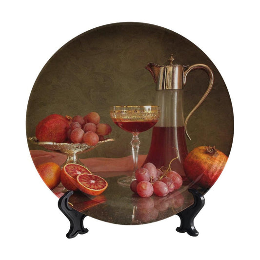 Decorative Plate Holder / 8 Inch / Blood Orange Grape Pomegranate Cider
