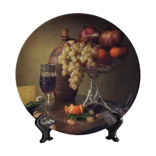 Decorative Plate Holder / 8 Inch / Cheese Grape Pomegranate Orange Garnish