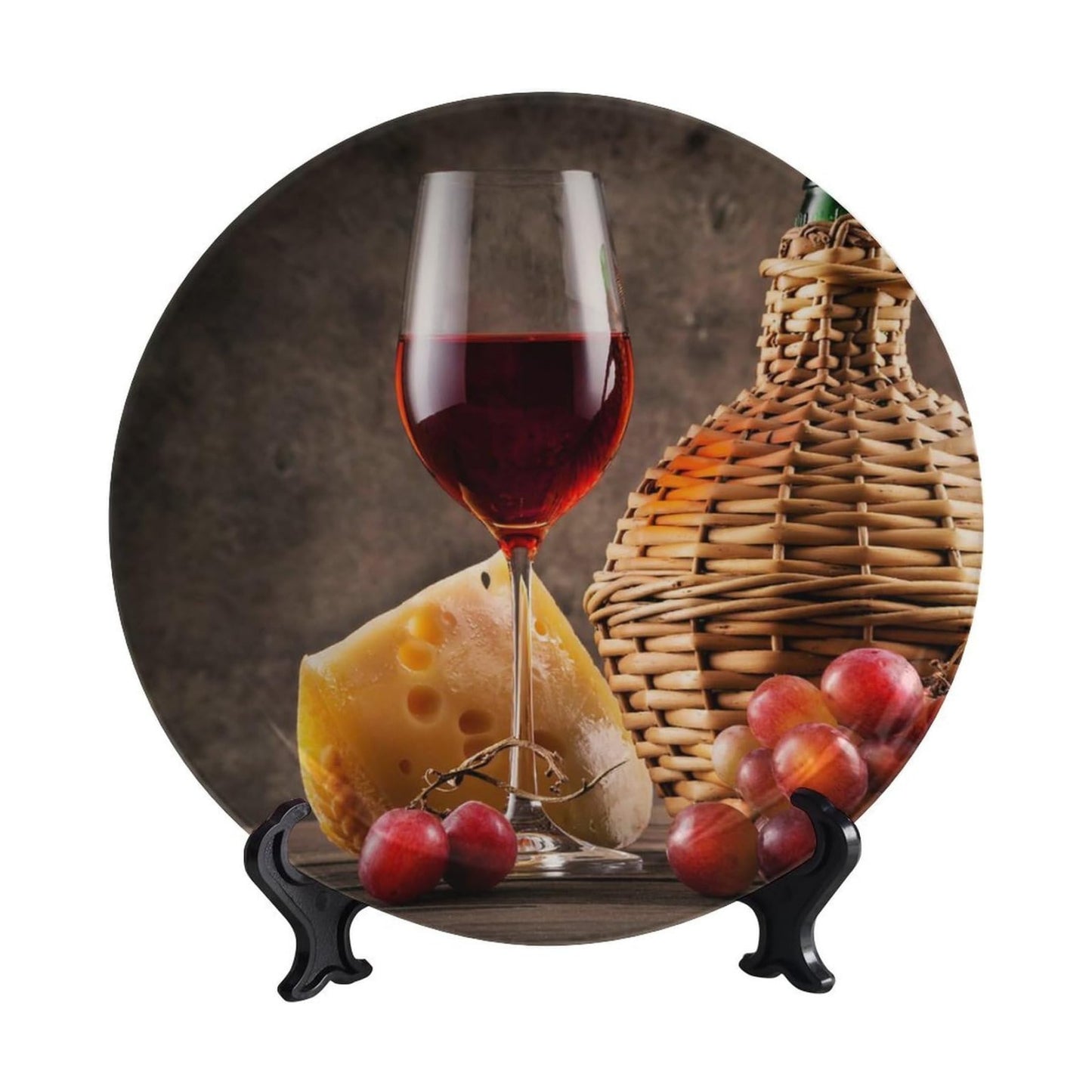 Display Stand / Home Wobble-Plate / 8 Inch / Cheese Grapes and Wine