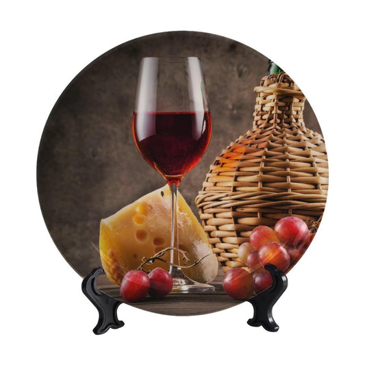 Display Stand / Home Wobble-Plate / 8 Inch / Cheese Grapes and Wine