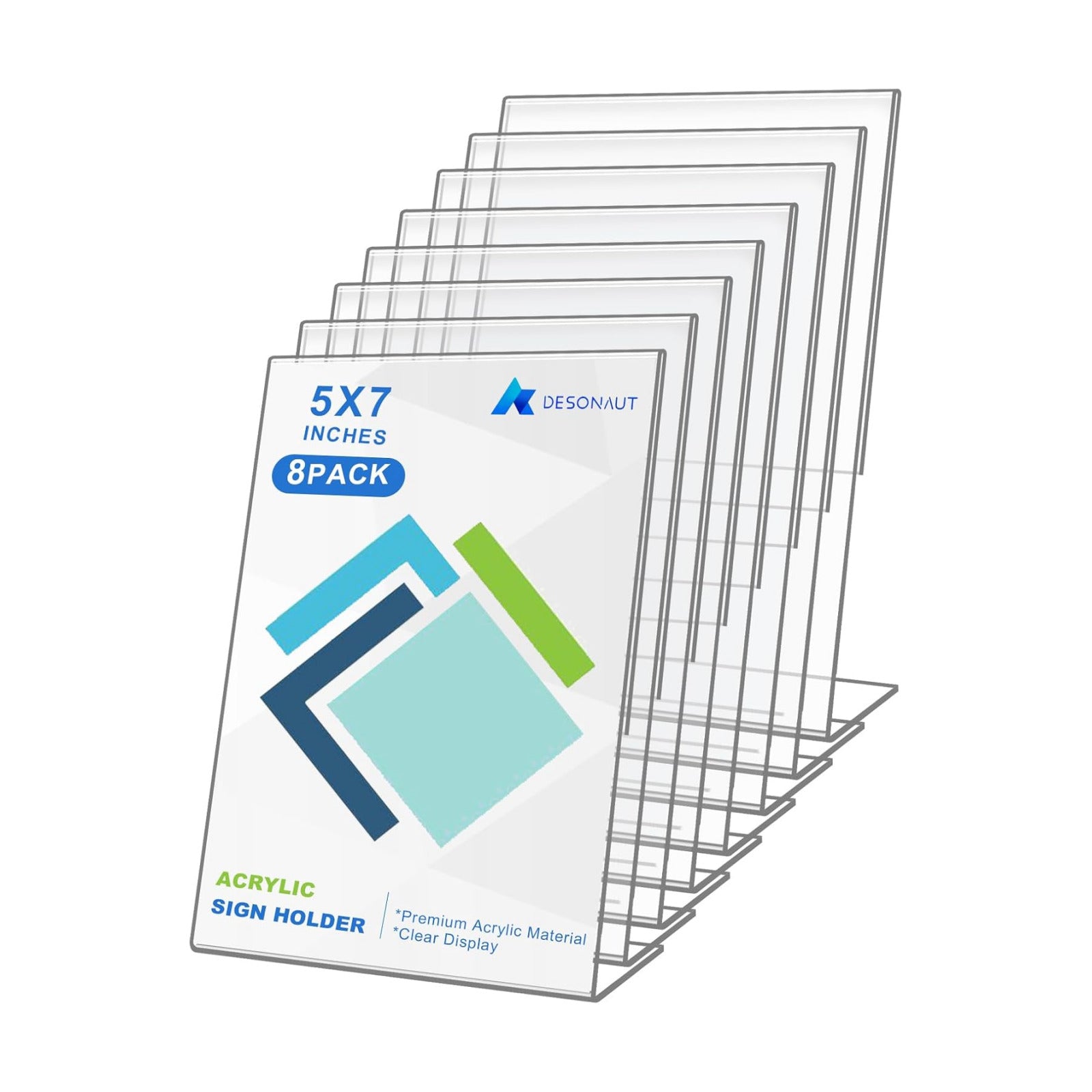 Slant Back Acrylic Sign Holder / Clear / 5 x 7 / Set of 8