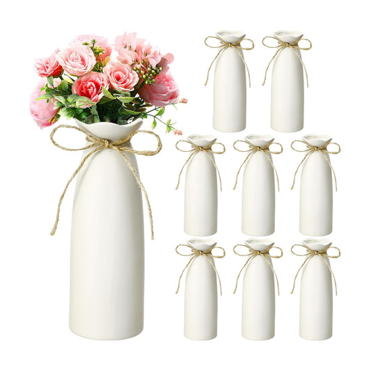 Ceramic Bud Vase / Fashionable / White / Set of 8