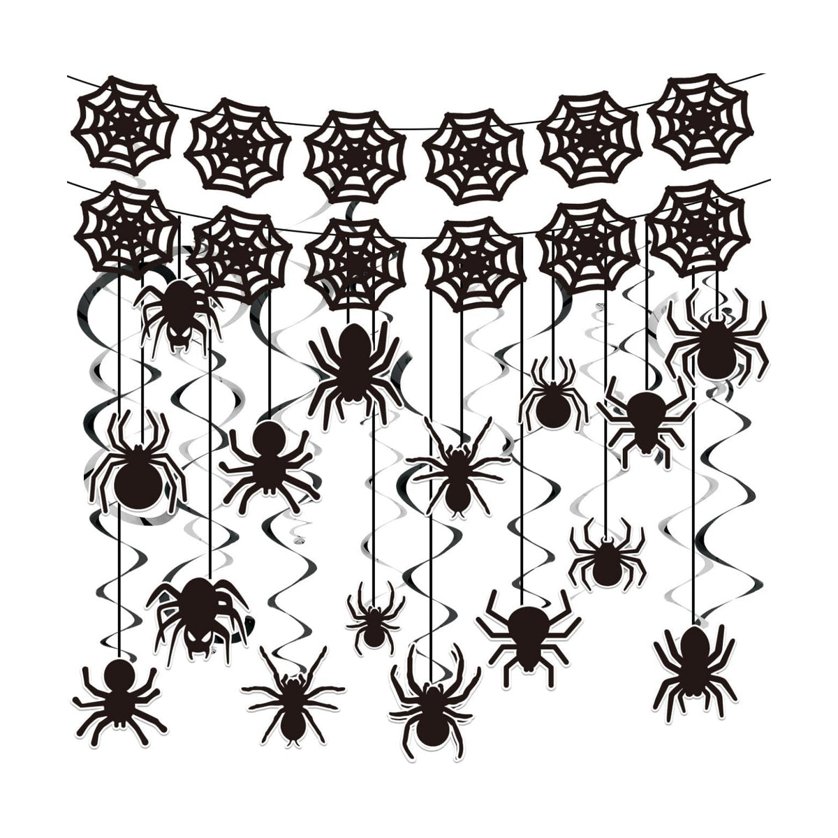 18PCS Halloween Black Spider Web Decorations