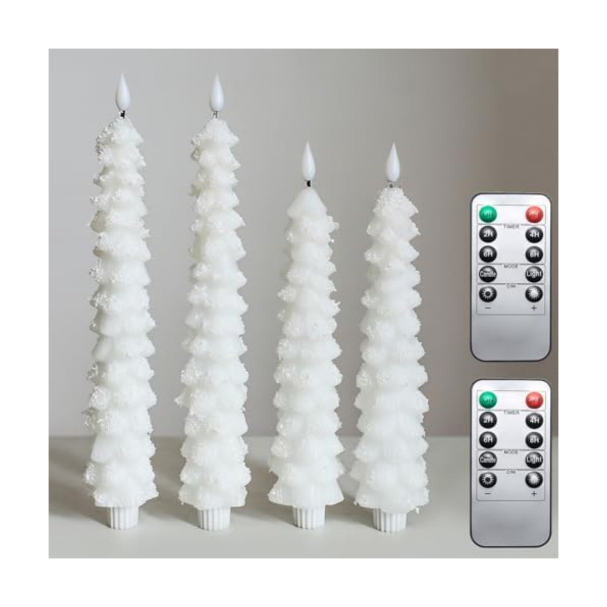 MUMCHASI 4 Pcs Flameless Candles with Remote, Christmas Tree Candles, Battery Operated Candlestick, Flickering LED Christmas Window Candles Real Wax Taper Candlesticks White