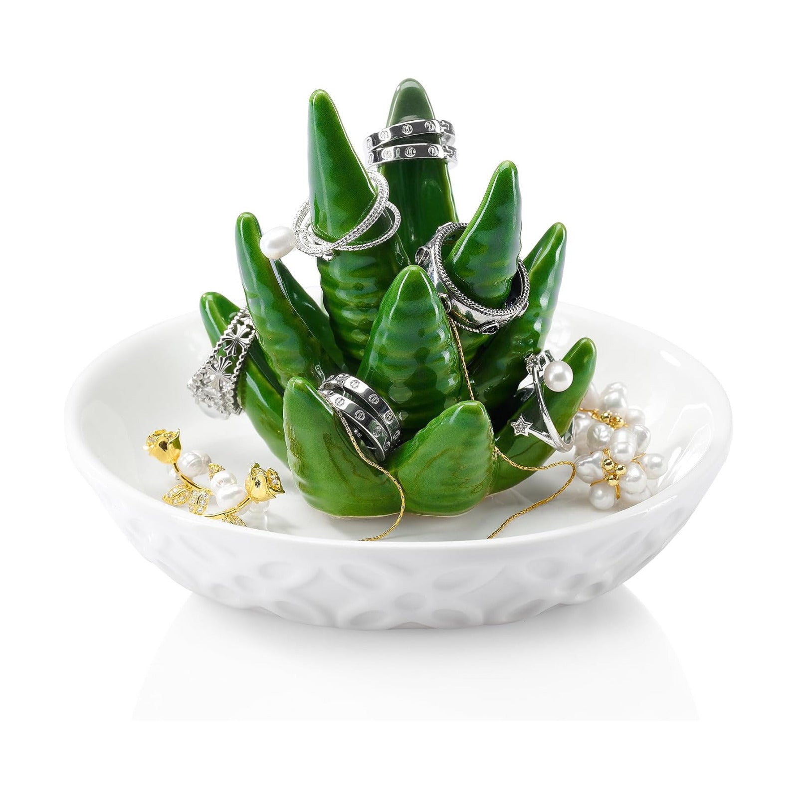 Ceramic Jewelry Tray / 5.12 x 5.12 x 3.74 / Aloe