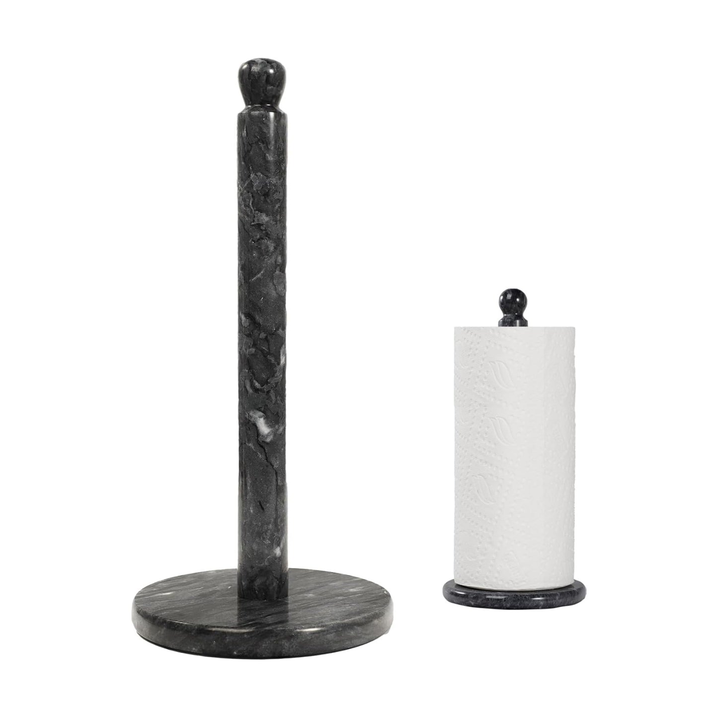 Natural Marble Paper Towel Holder for Kitchen Countertop - 2.6 lbs Heavy Duty Weighted Base for One-Handed Tearing