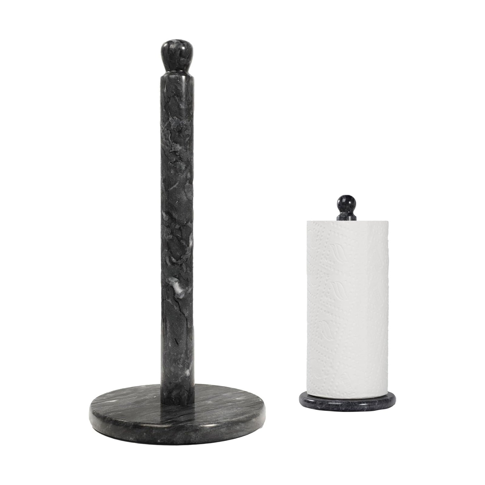 Natural Marble Paper Towel Holder for Kitchen Countertop - 2.6 lbs Heavy Duty Weighted Base for One-Handed Tearing