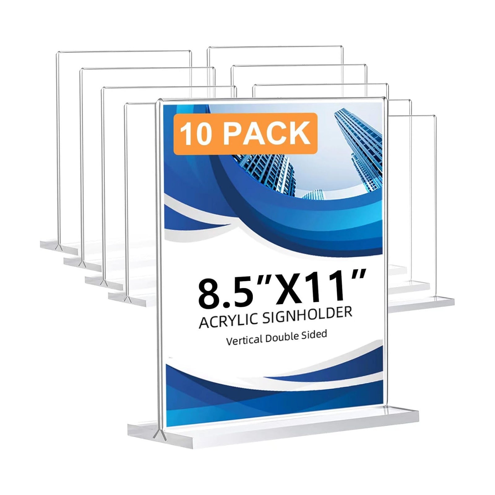 Acrylic Sign Holder / 8.5 x 11 / Vertical / Clear / Set of 10
