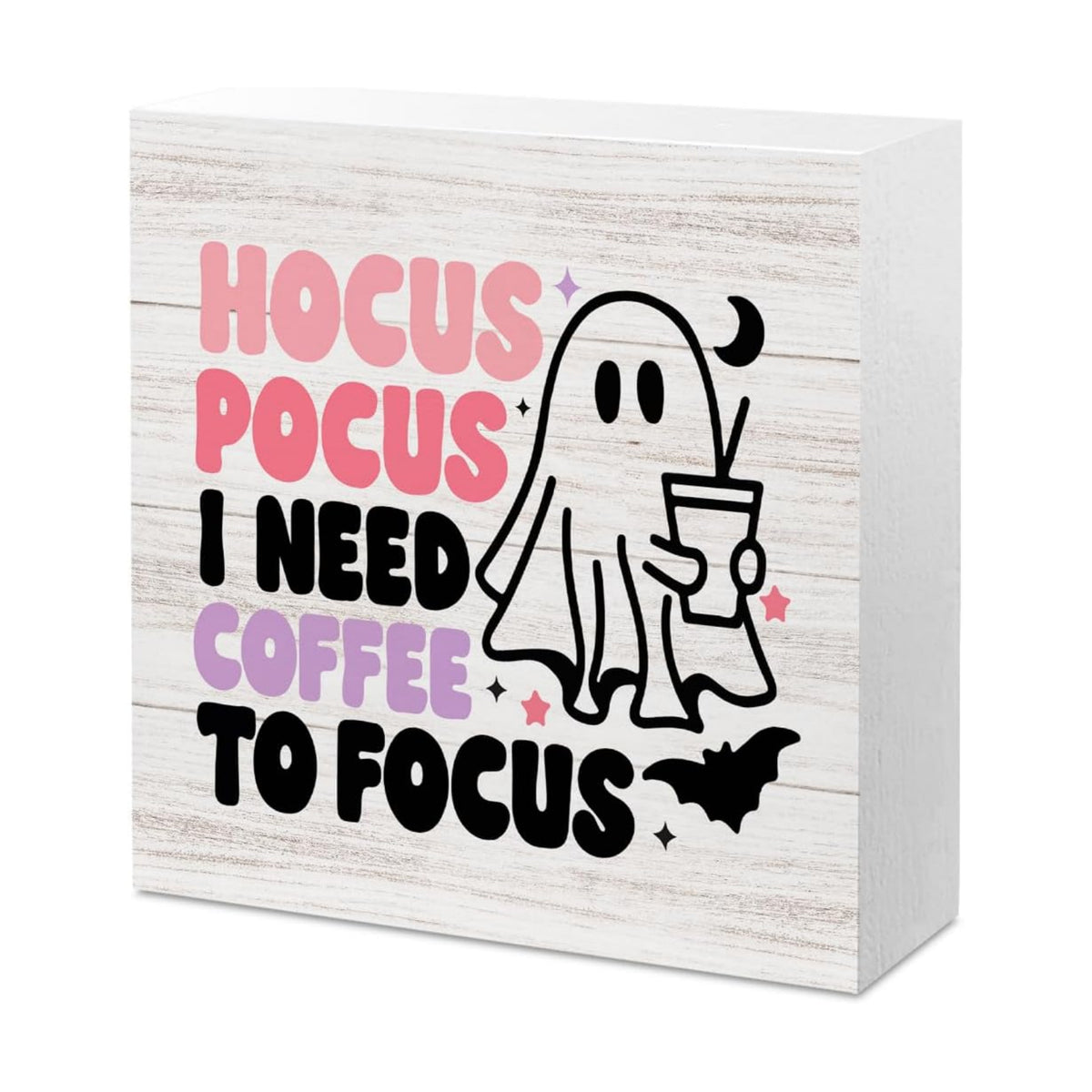 Cute Halloween Decor Indoor Ghost Hocus Pocus I Need Coffee to Focus Sign