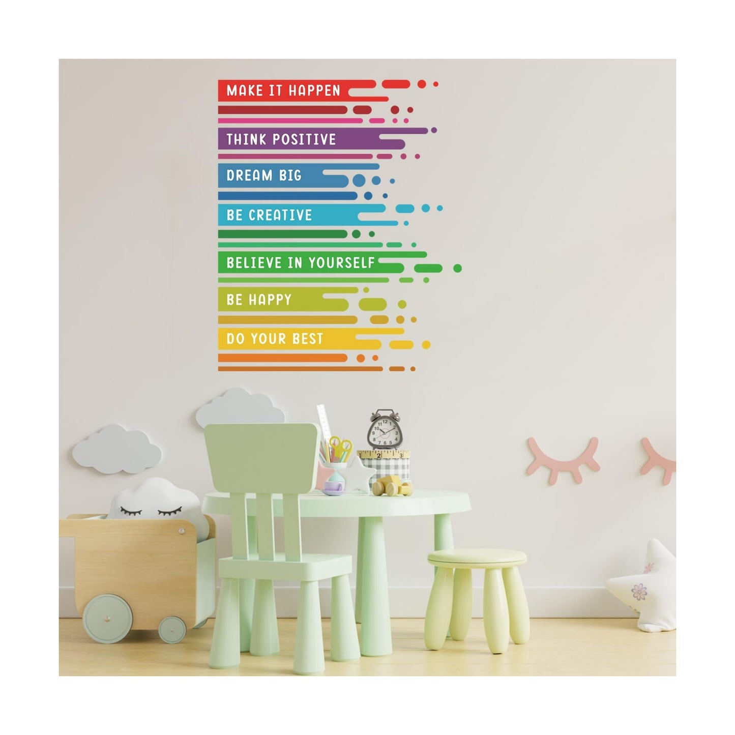 Motivational Saying Classroom Wall Sticker Colourful / Positive Affirmation Wall Decal / Set of 59