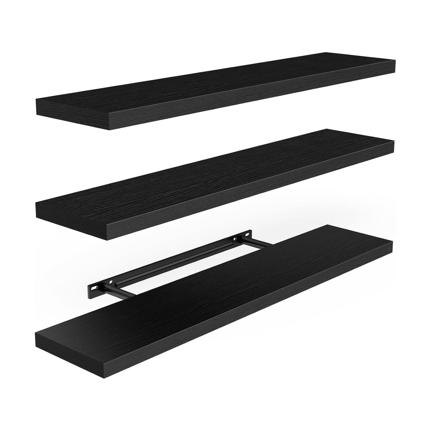 Amada 23.6" Floating Shelves for Wall Decor & Storage, Set of 3, Black