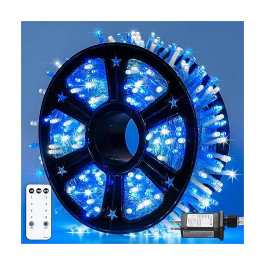 JMEXSUSS 163ft 500 LED Blue and White Christmas Lights with 8 Modes