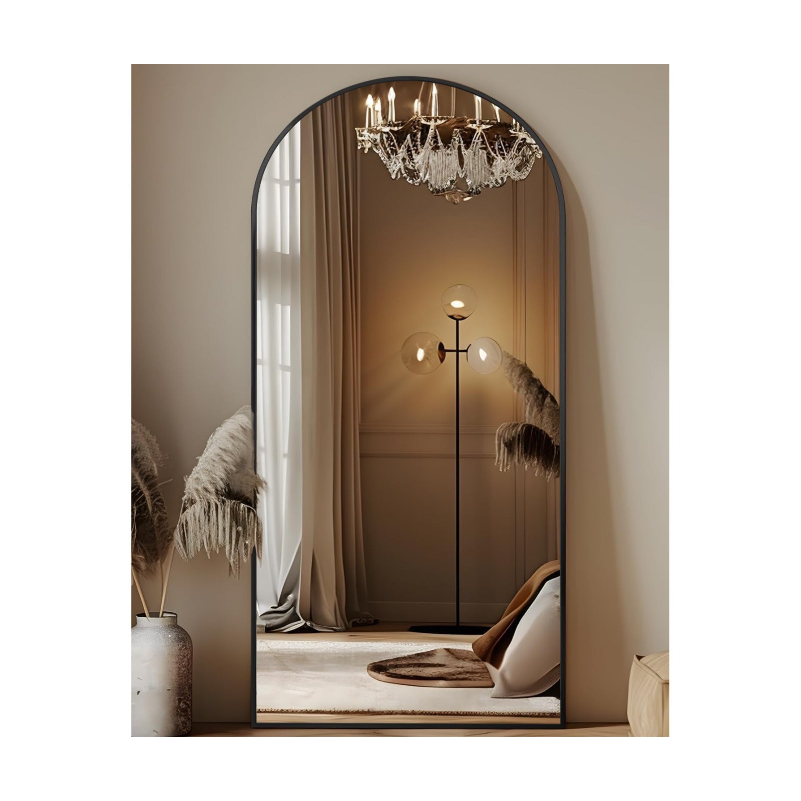 Antok 68" x26” Arched Full Length Mirror, Floor Mirror with Stand,Black