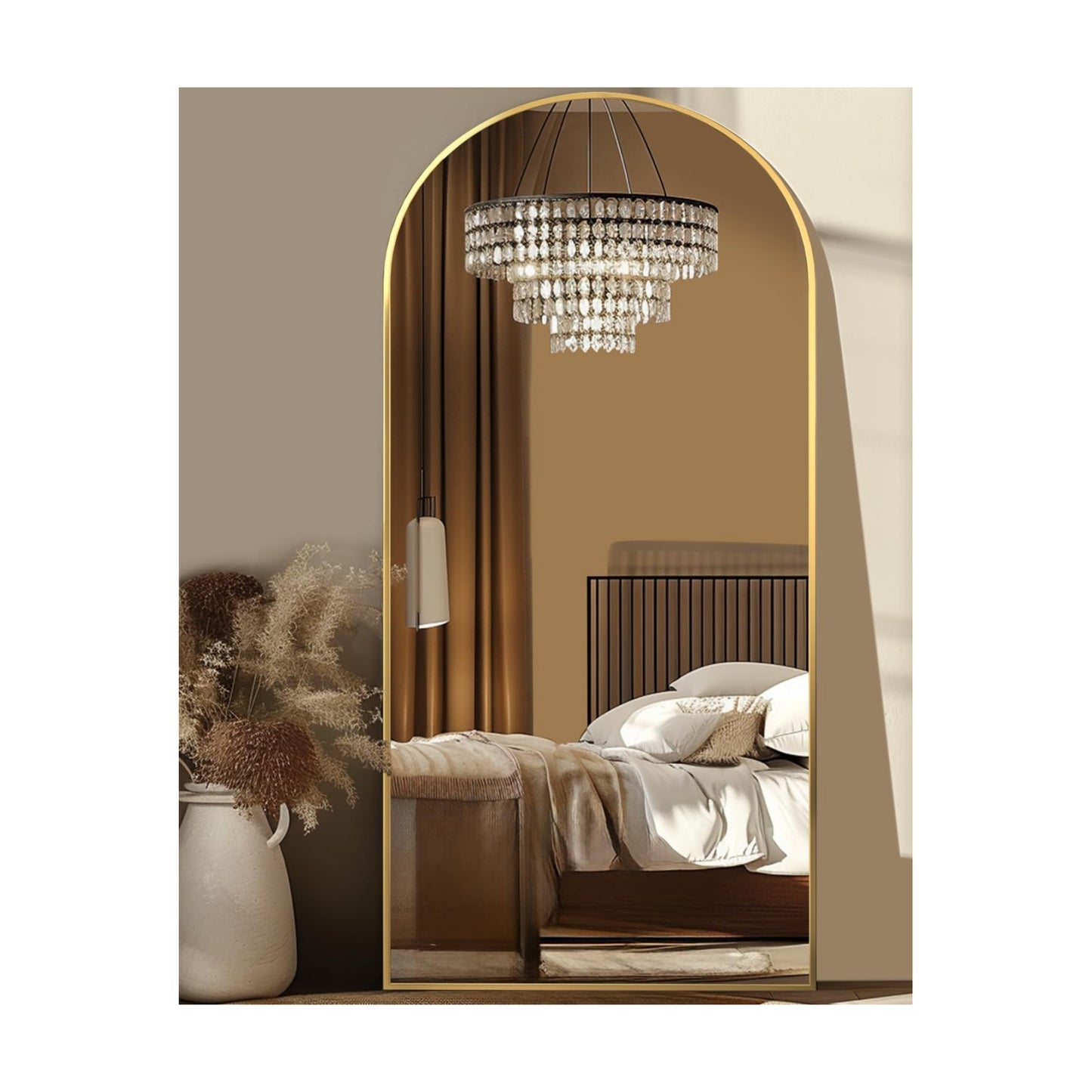 Antok 68" x26” Arched Full Length Mirror, Floor Mirror with Stand,Gold