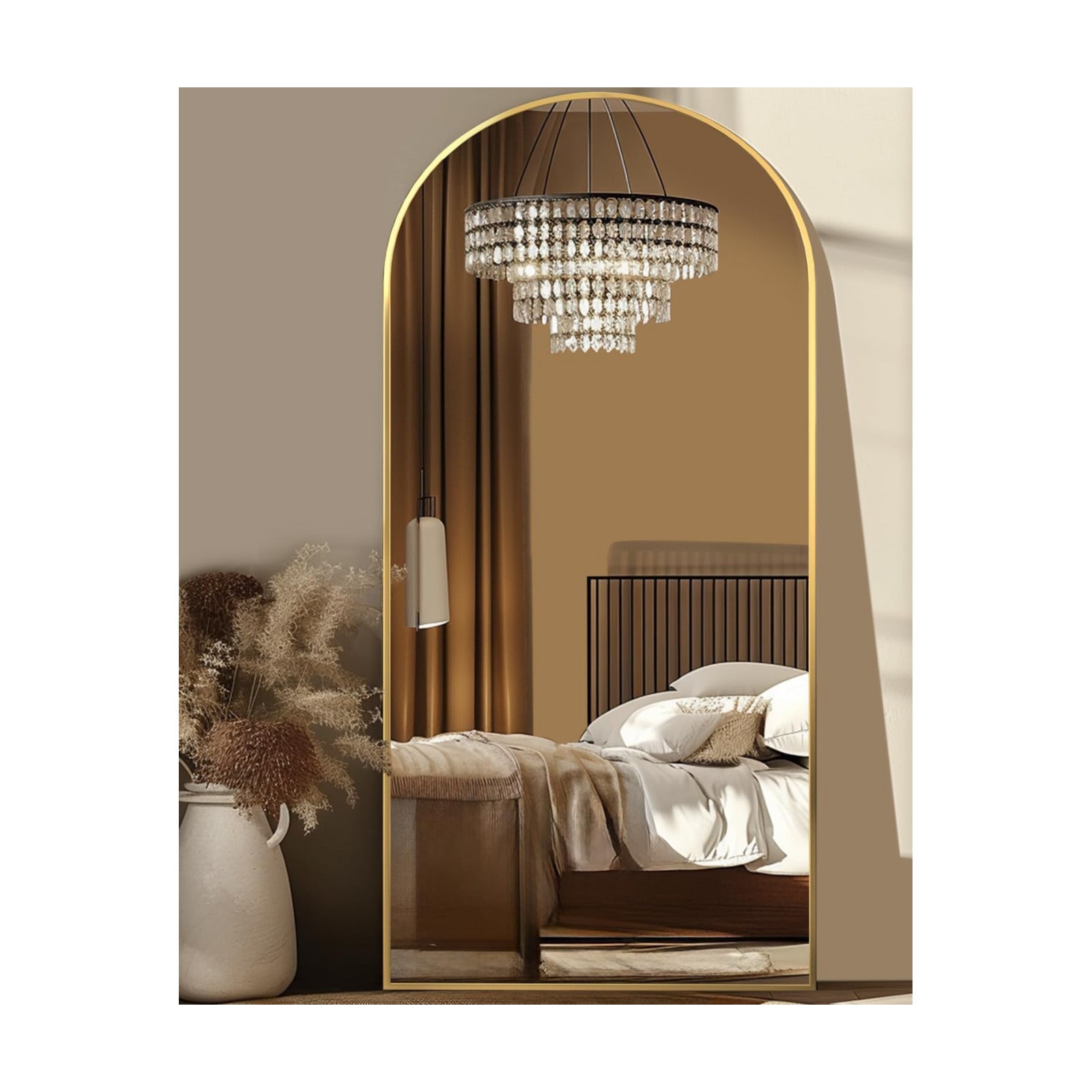 Antok 68" x26” Arched Full Length Mirror, Floor Mirror with Stand,Gold
