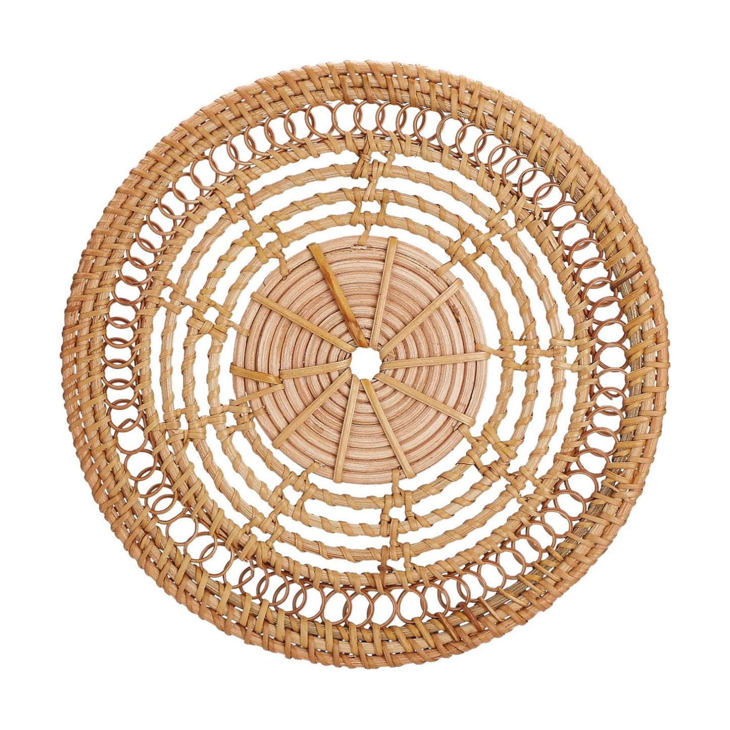 Boho Handmade Hanging Wall Baskets / Rattan Circle 25cm