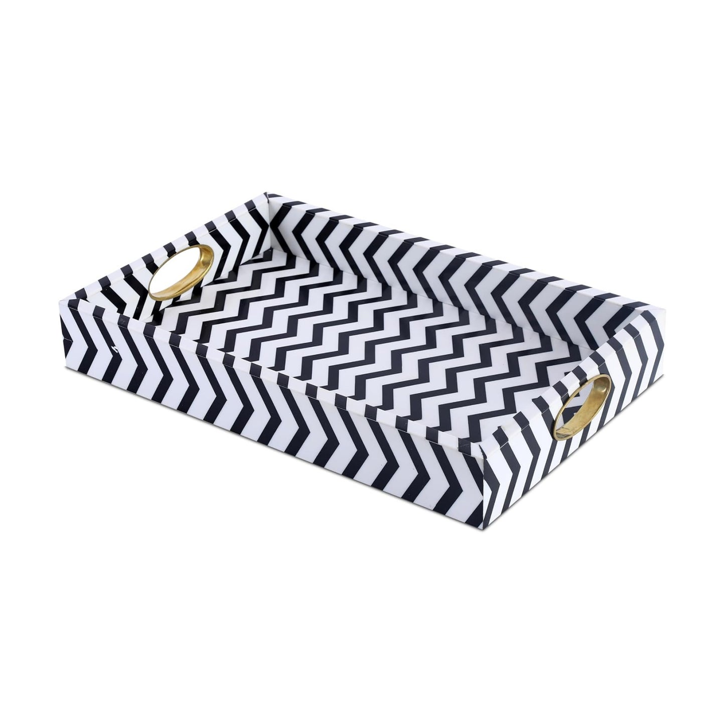 White Decorative Tray / 11 x 17 x 2.5 / Safari / Black