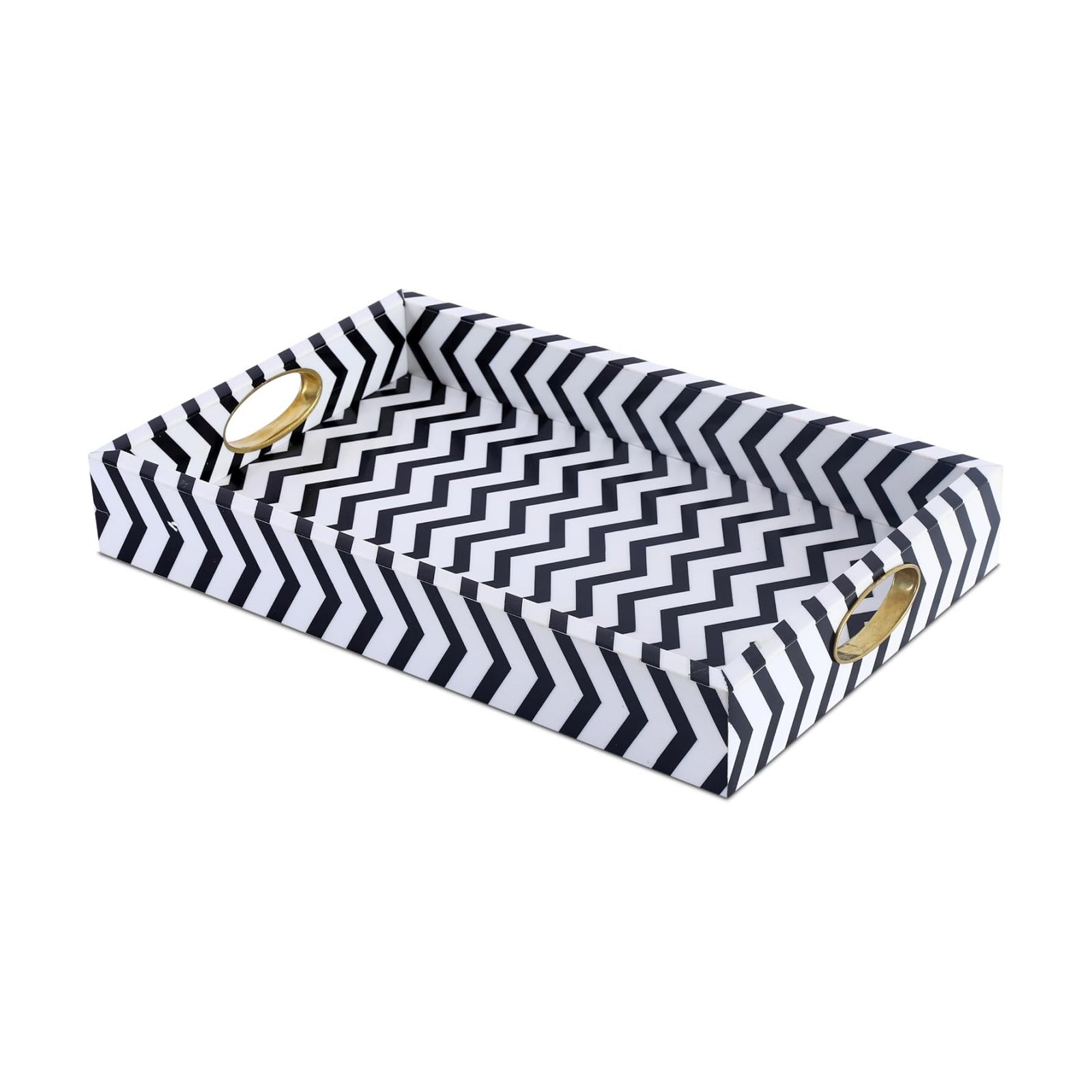 White Decorative Tray / 11 x 17 x 2.5 / Safari / Black