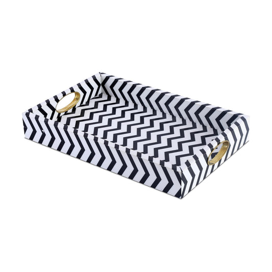 White Decorative Tray / 11 x 17 x 2.5 / Safari / Black