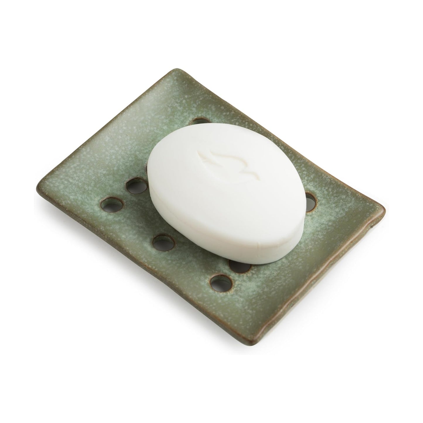 Bar Soap Holder to Lift and Keep Dry / Green / with Drain Holes