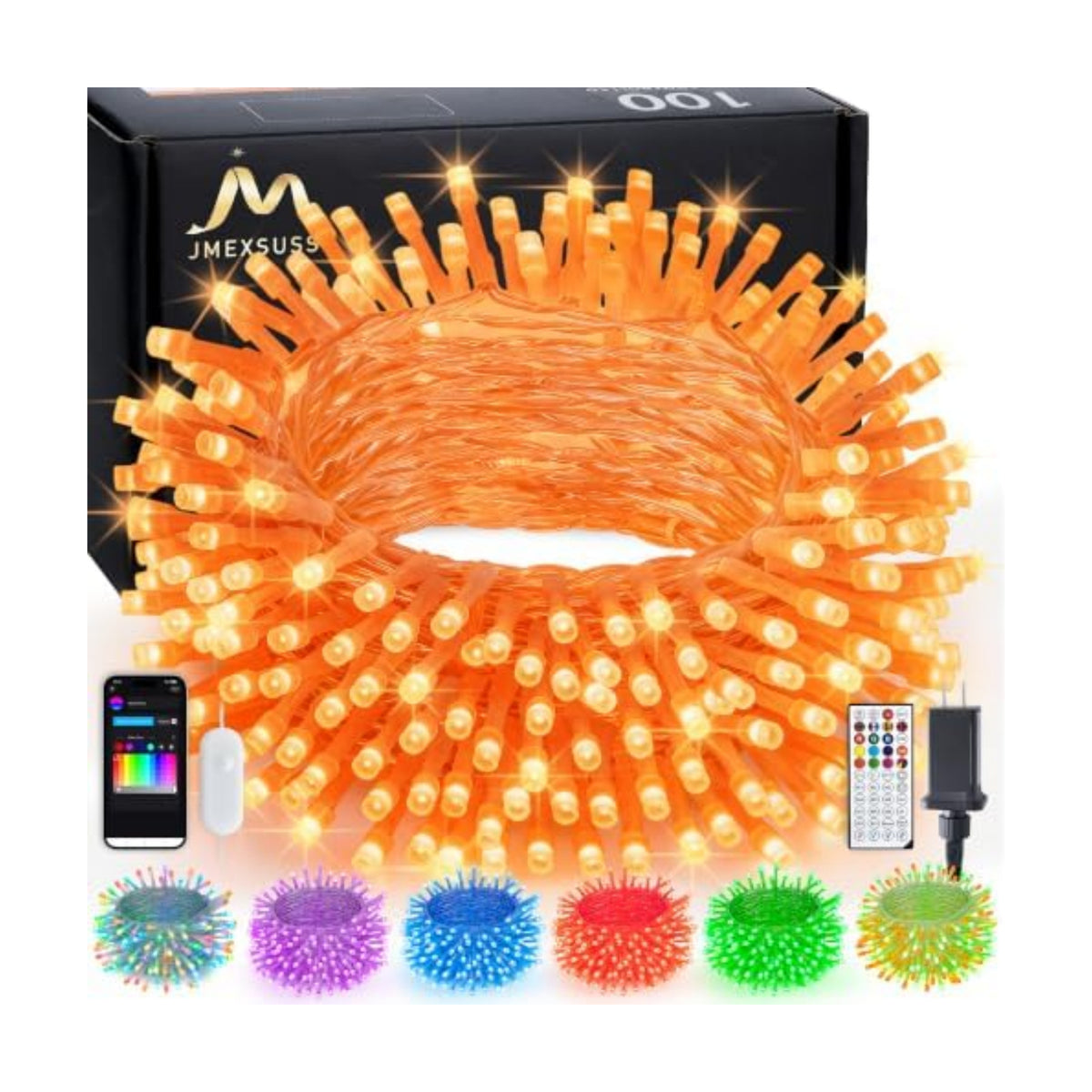 JMEXSUSS 100 LED Orange and Purple Color Changing Halloween String Lights