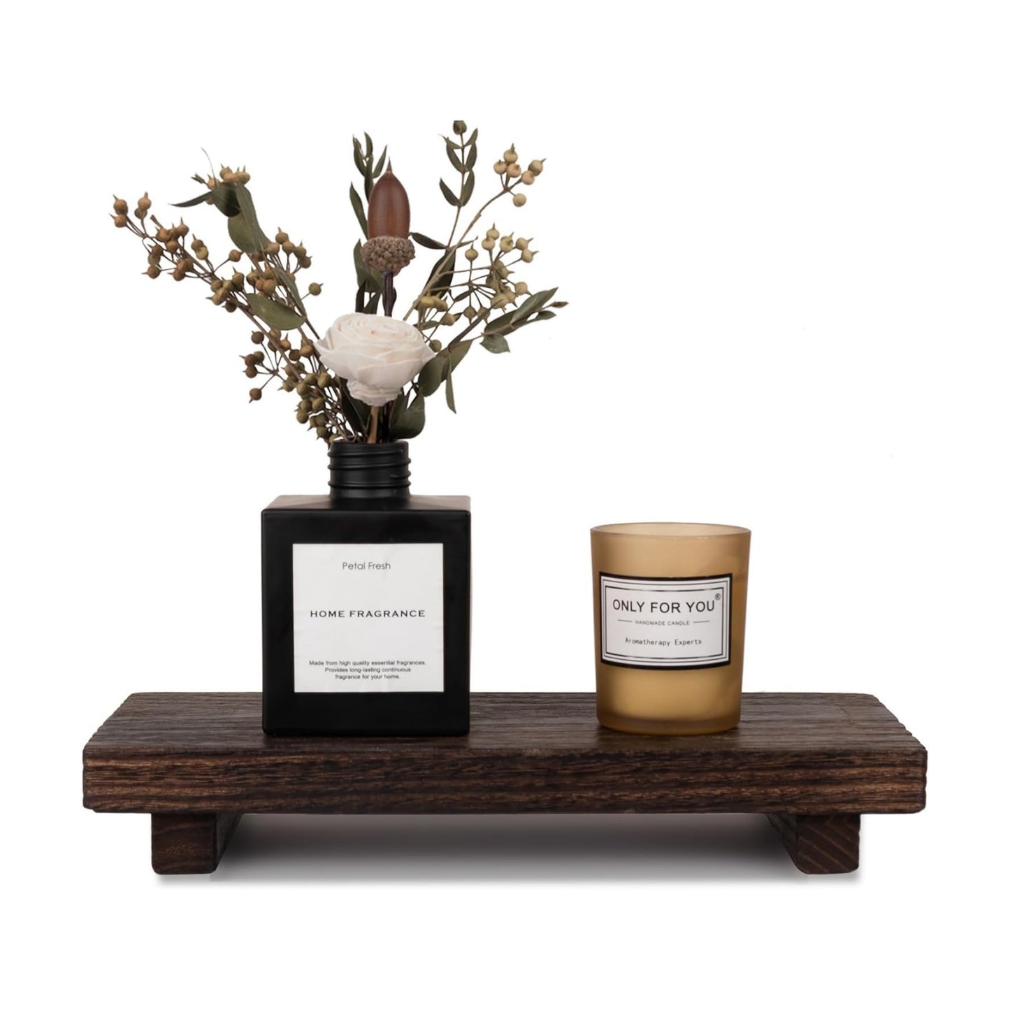 Small Wood Tray Pedestal Stand Farmhouse Bathroom Decor Decorative / Dark Brown / 10 x 4.5 x 1.6