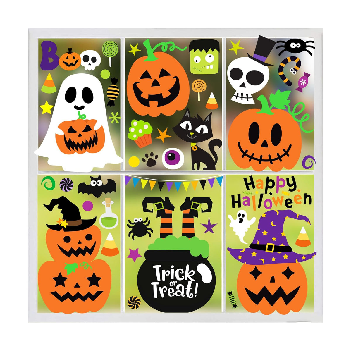 Halloween Window Clings Window Stickers Cute Pumpkin Ghost Halloween Window Decorations Window Decals for Halloween Decor