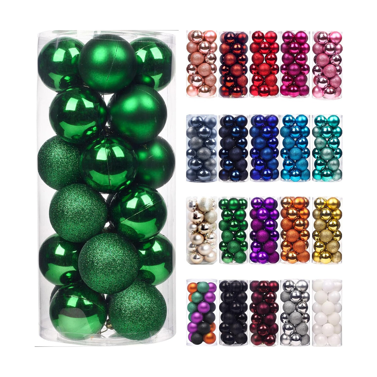 Emopeak 24 Count Grass Green Mini Christmas Balls Ornaments 1.57 Inch