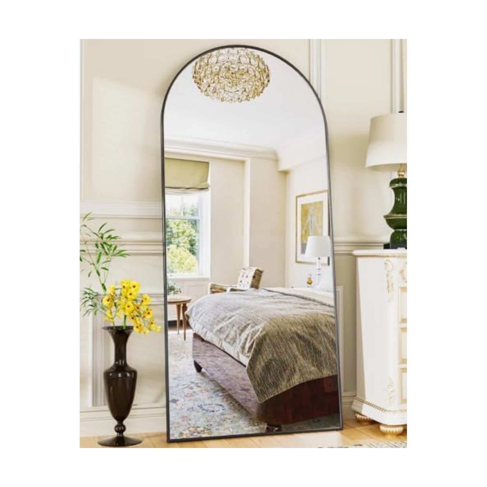 Antok 58" x19” Arched Full Length Mirror, Floor Mirror with Stand,Black