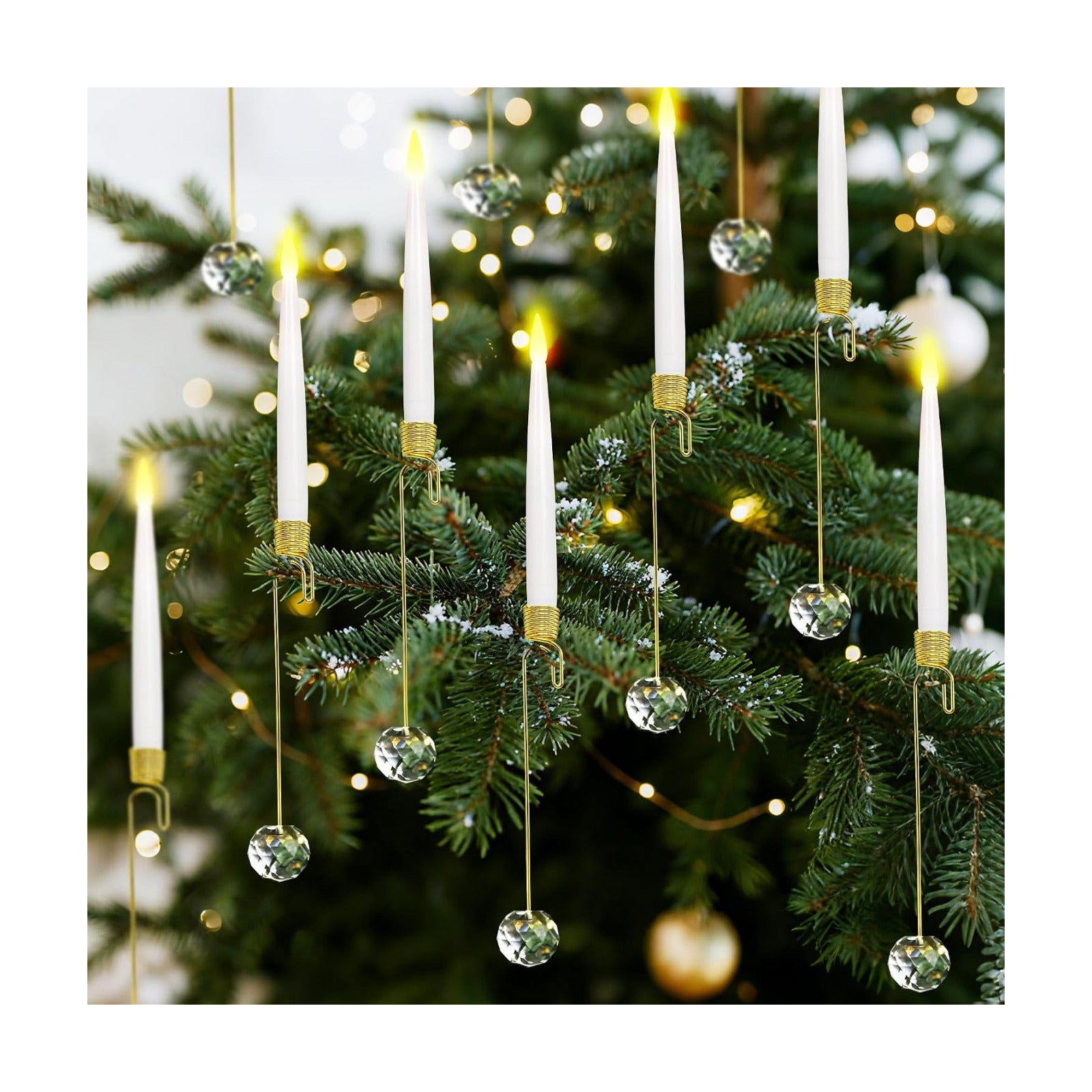 JOIONE Christmas Tree Candles, 12 Pack Crystal Ball Tree Hanging Decor | Battery Operated, Remote Control, Crystal Ball