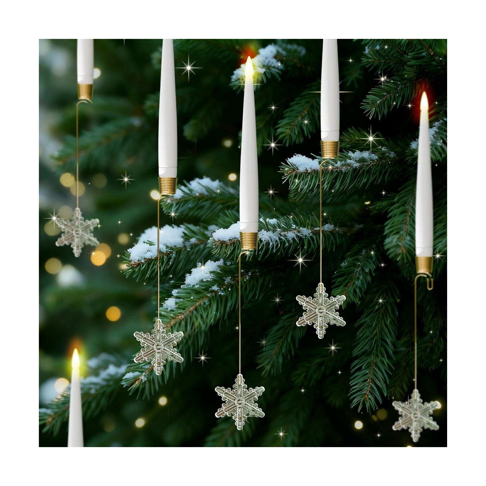 JOIONE Christmas Tree Candles, 12 Pack Snowflake Tree Hanging Decor | Battery Operated, Remote Control, Snowflake