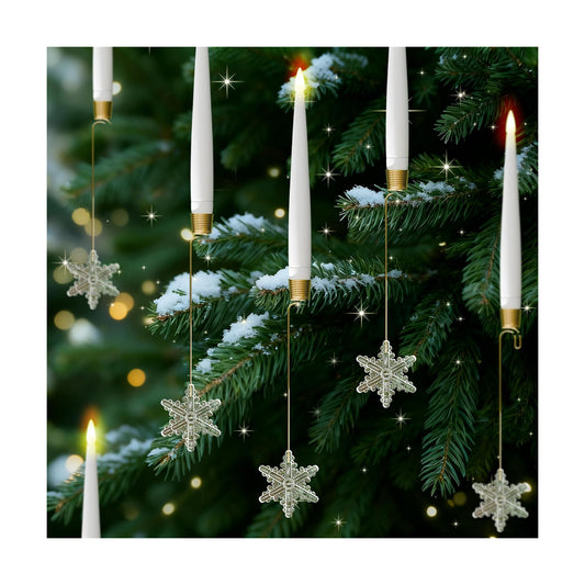 JOIONE Christmas Tree Candles, 12 Pack Snowflake Tree Hanging Decor | Battery Operated, Remote Control, Snowflake