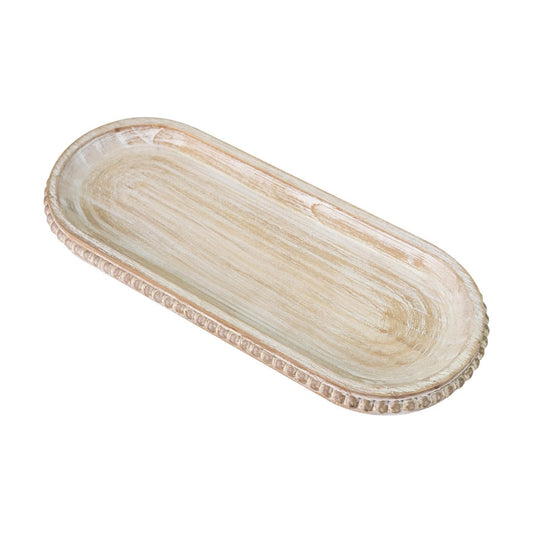 Rustic Decorative Tray / 12 x 4.7 x 1 / Wash White