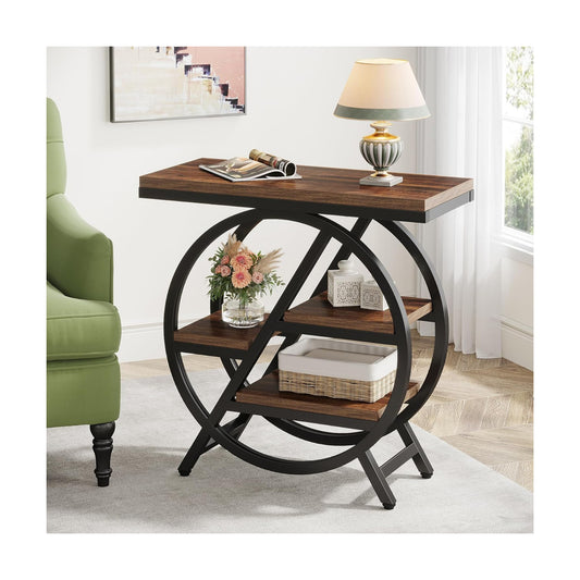 Wood Sofa Side Table / Rustic Brown